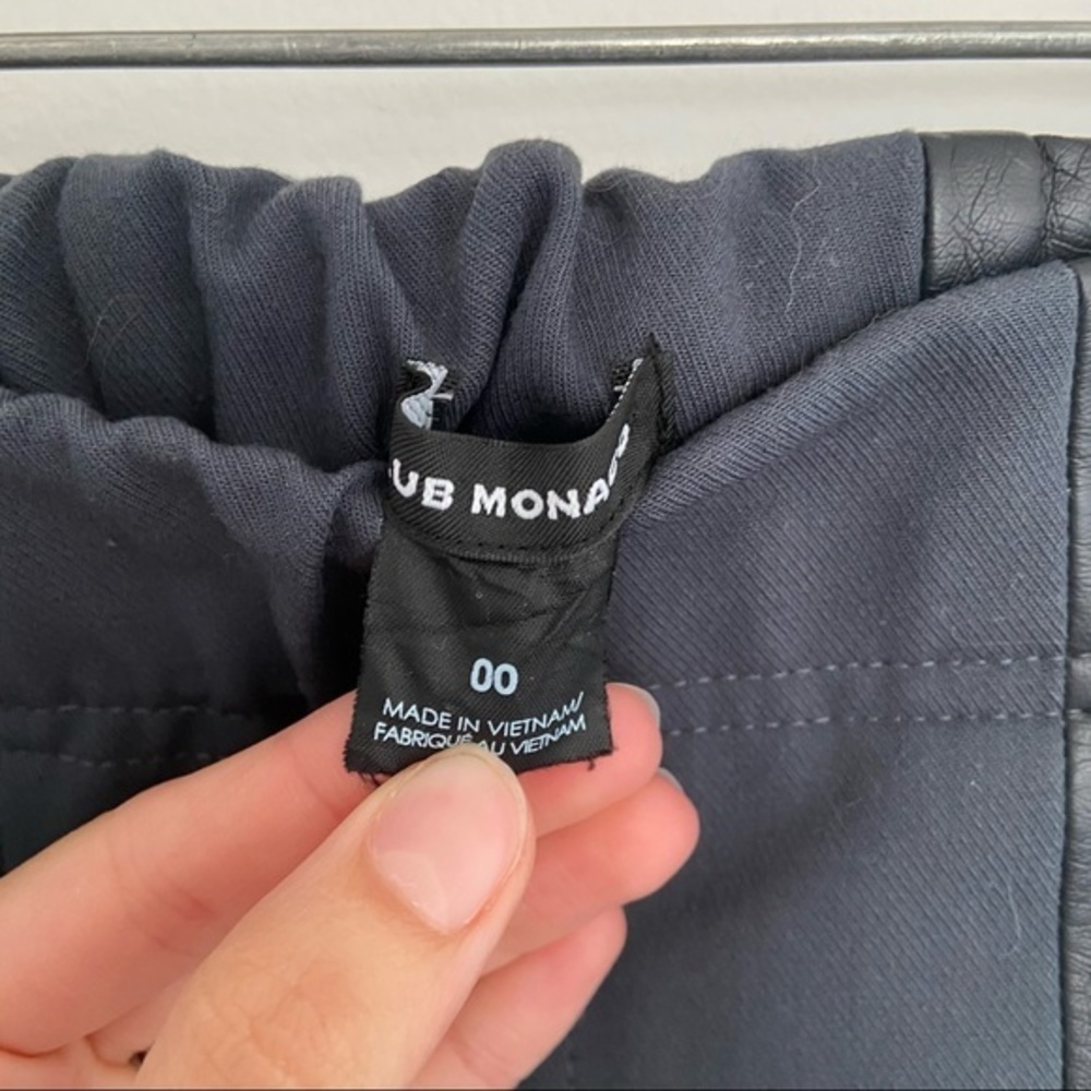 Club Monaco charcoal ponte black faux leather panel stretch pull on pants 00 - Picture 5 of 8